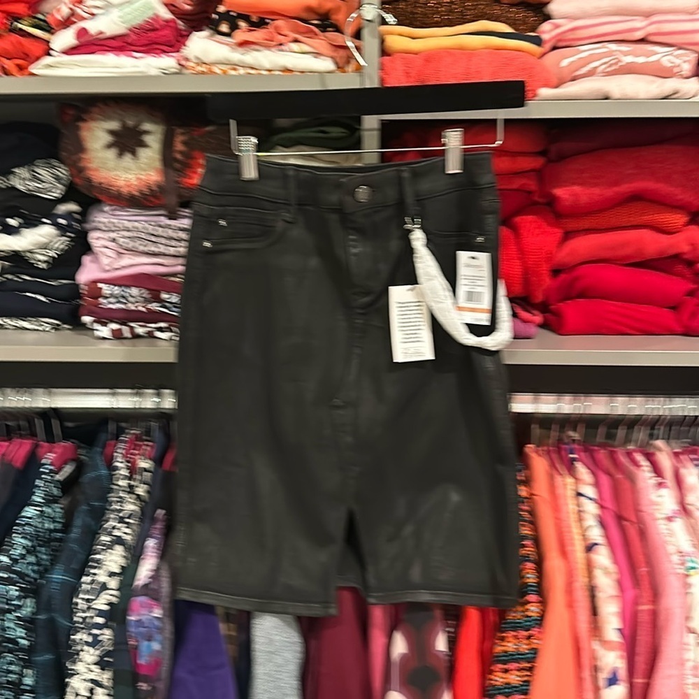Skinny Girl size 26 black coated skirt BNWT
